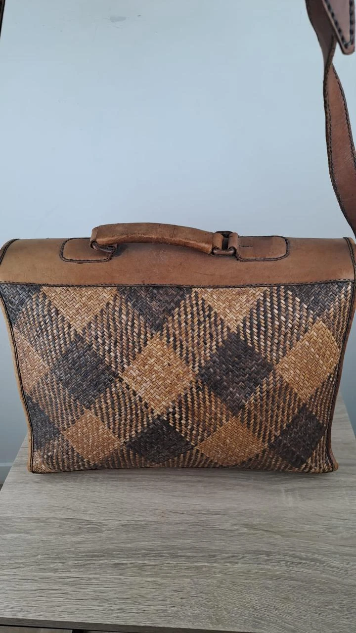 Gevlochten tas met klep / Vintage Boheems / Bruin / Uniseks / Rotan leer / 150 – photo 5
